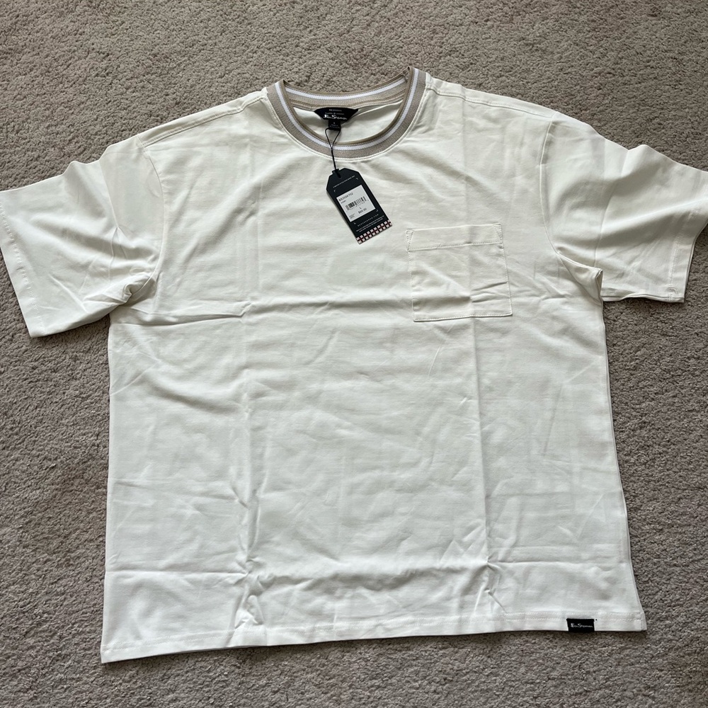 NWT Ben Sherman Men's Cream Short Sleeve Tee